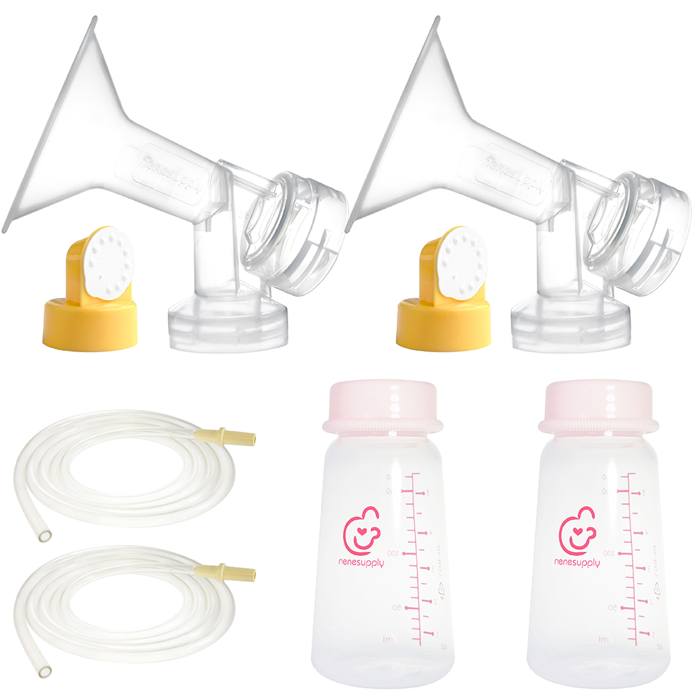 親寶配件組+奶瓶-適用於美樂PIS吸乳器(黃活塞)